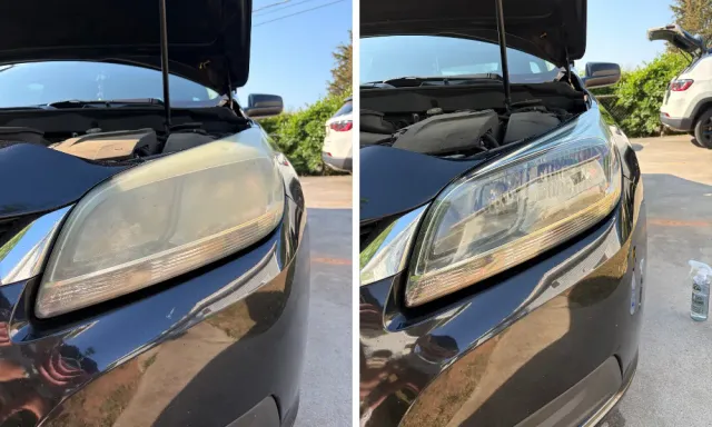 Headlight restoration before and after, our own work