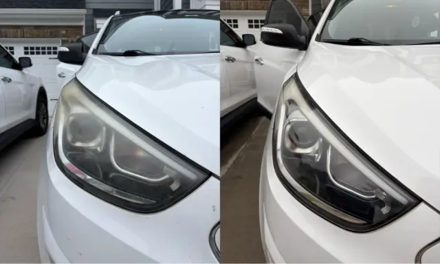 Headlight restoration before and after, our own work