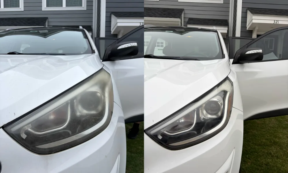 Headlight restoration before and after, our own work
